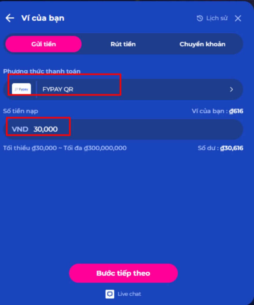 Nạp tiền HappyLuke