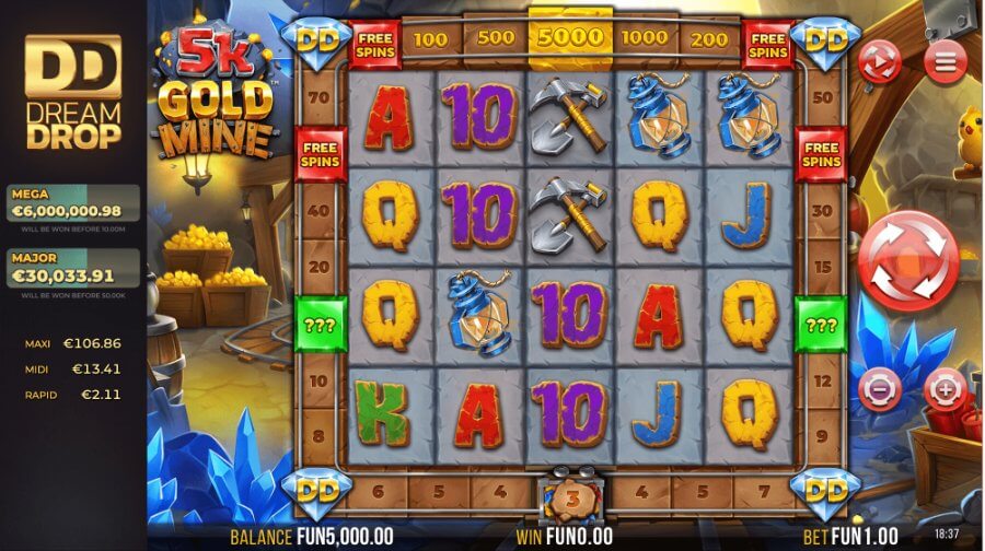 Guồng quay game slot 5K Gold Mine Dream Drop