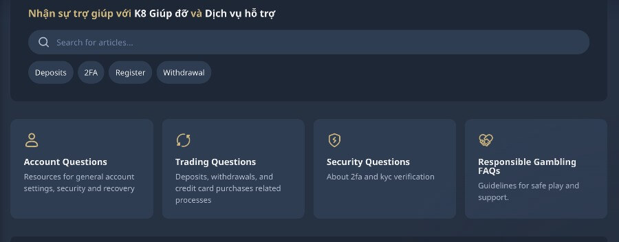 K8 Trung tâm trợ giúp