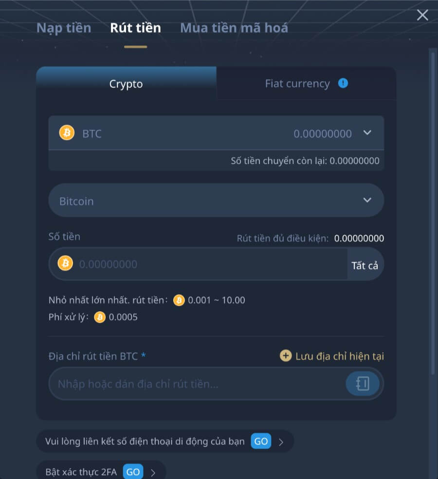 Cách rút tiền K8