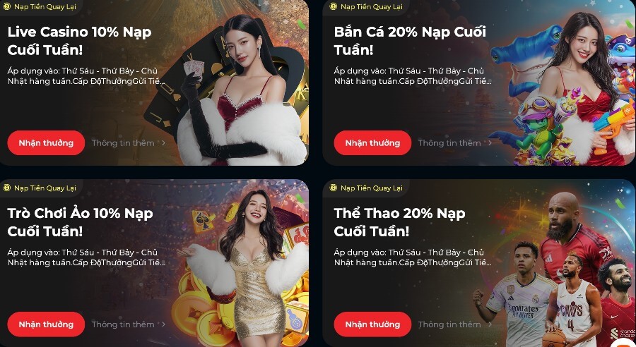 Thưởng nạp cuối tuần Live Casino House