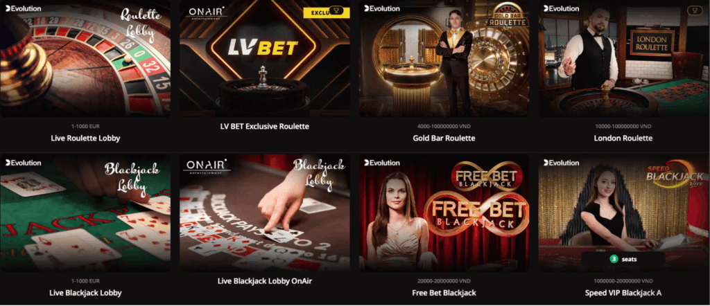 Roulette và Blackjack tại LV Bet