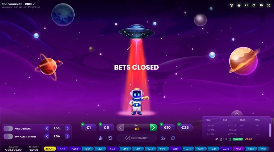 Cược vào trò chơi Spaceman