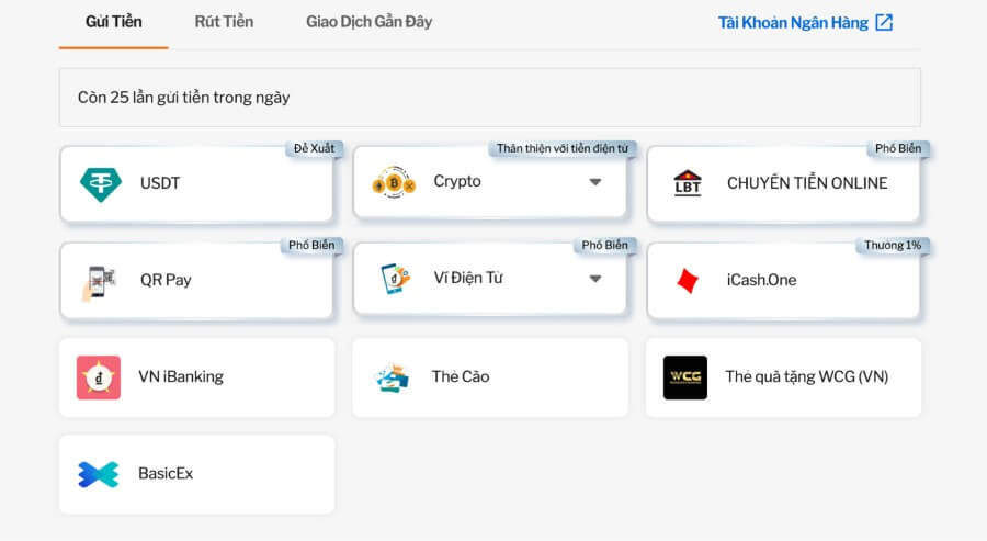 Phương thức thanh toán Taptap (188Bet)