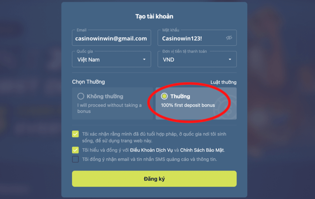 VietnamCasino đăng ký thành viên mới Casinoin