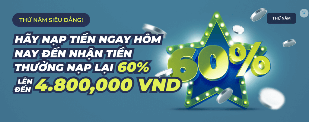 VietnamCasino km nạp lại 60% Casinoin