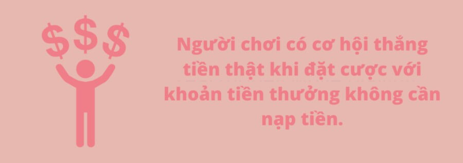Thắng tiền thật khi nhận thưởng không cần nạp tiền