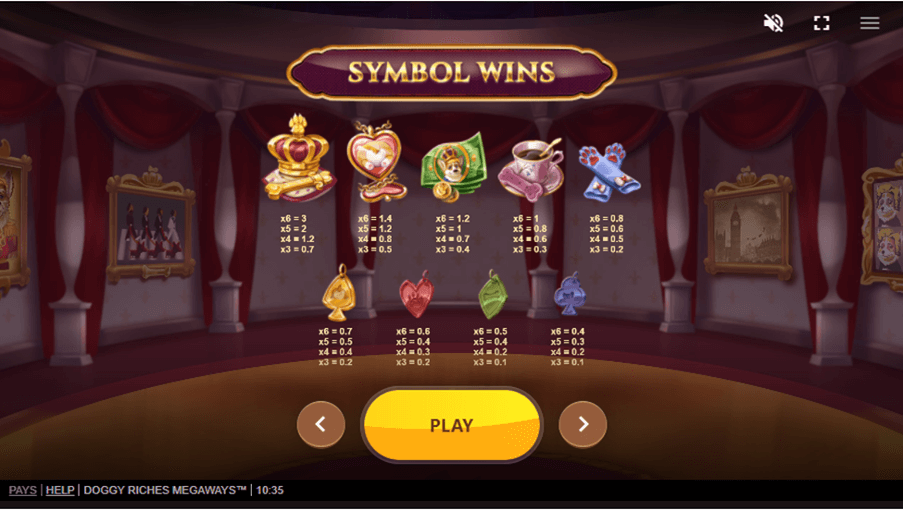 các biểu tượng trong game slot Doggy Riches Megaways