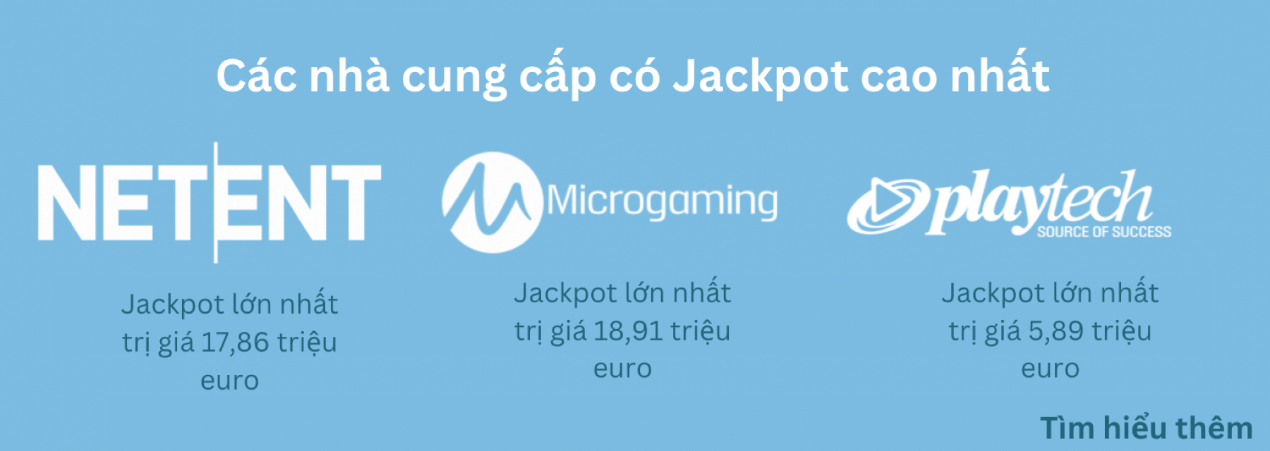 các nhà cung cấp có jackpot cao nhất