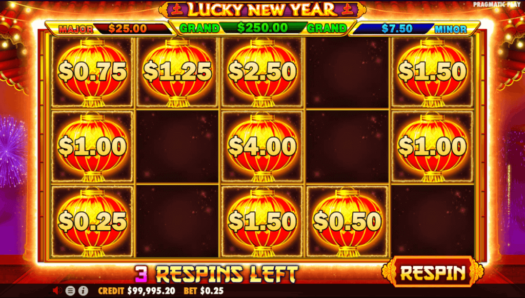chức năng re-spin game slot lucky new year