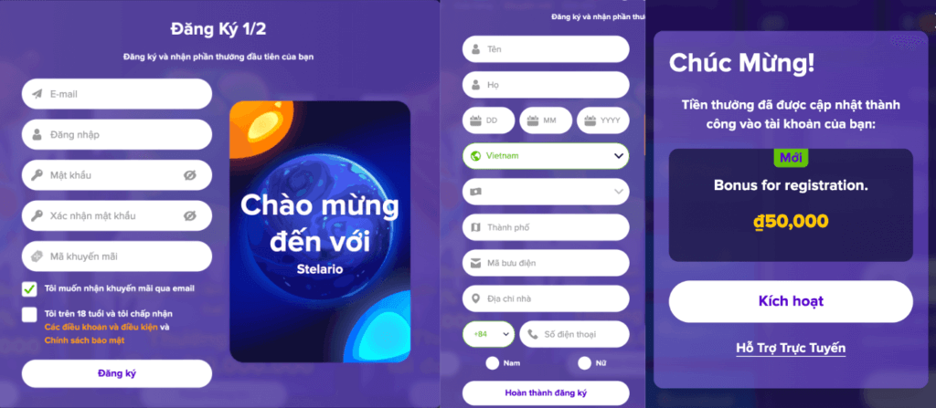 đăng ký tài khoản sòng bài stelario casino