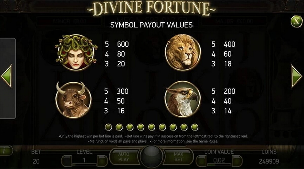 Divine Fortune high value symbols