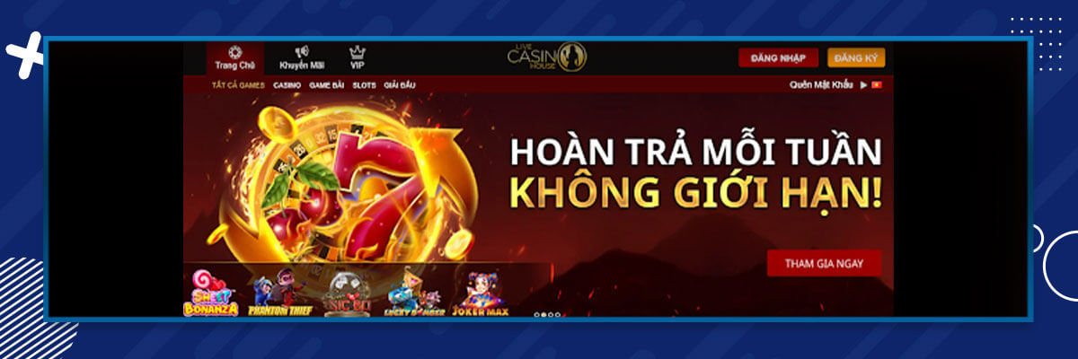 Nhận hoàn trả mỗi tuần không giới hạn với Live Casino House! Live Casino House